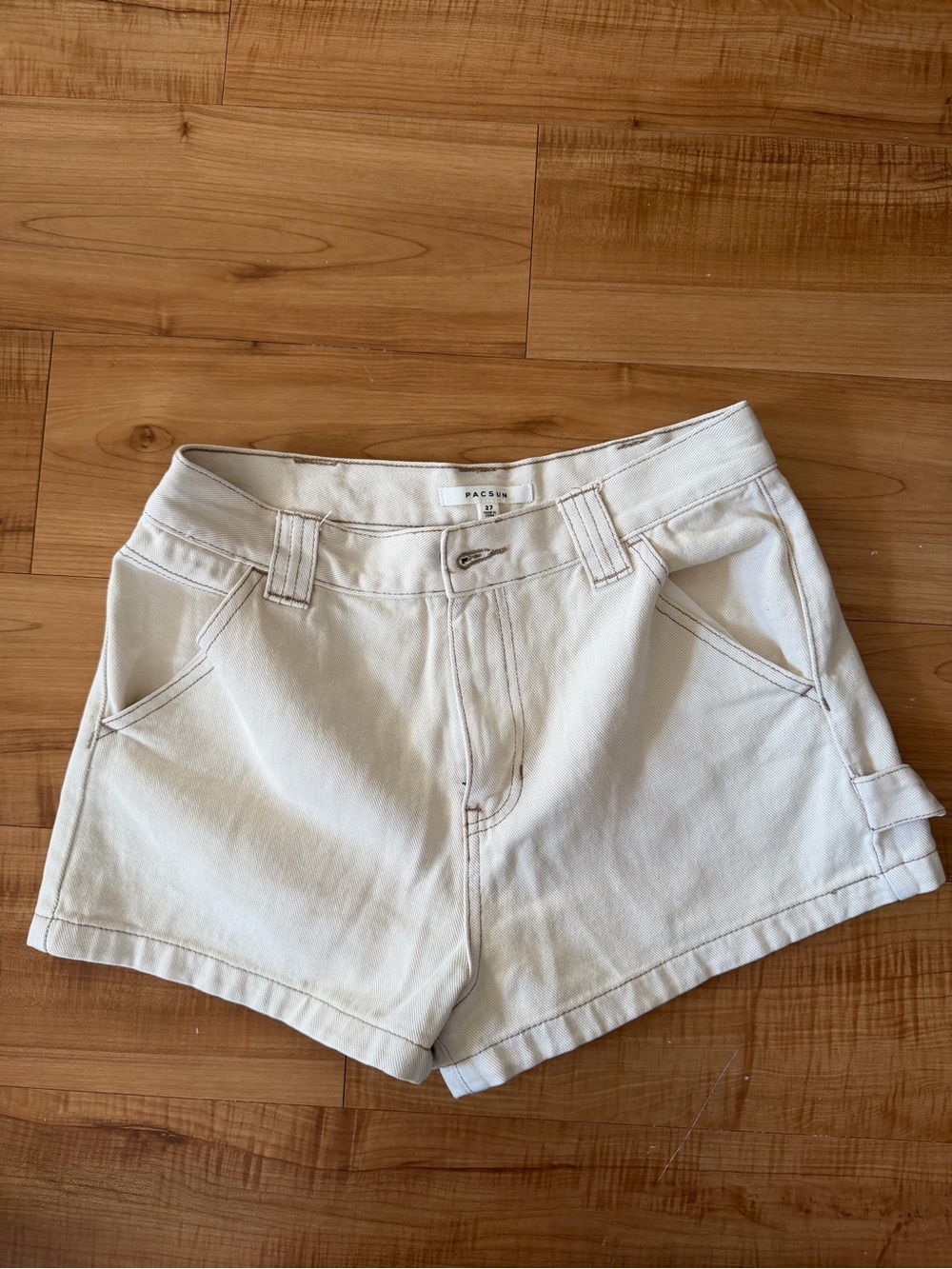 PacSun Cream Denim Cargo Shorts